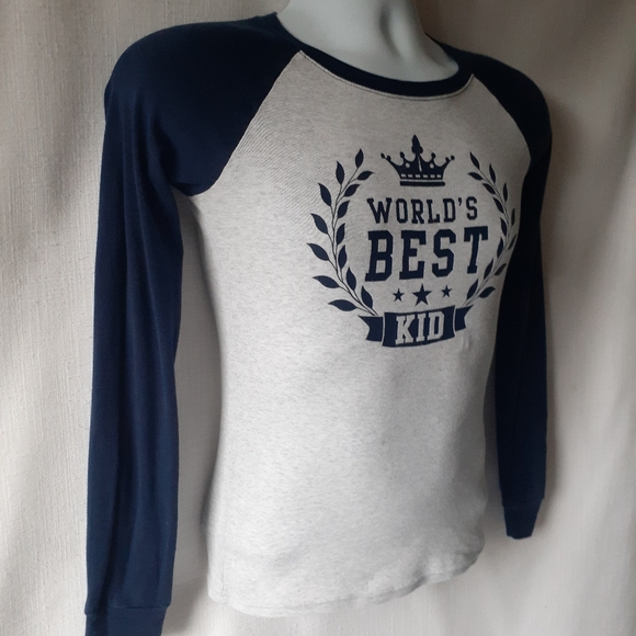 World's best kid gray/navy long sleeve t-shirt - Picture 4 of 8